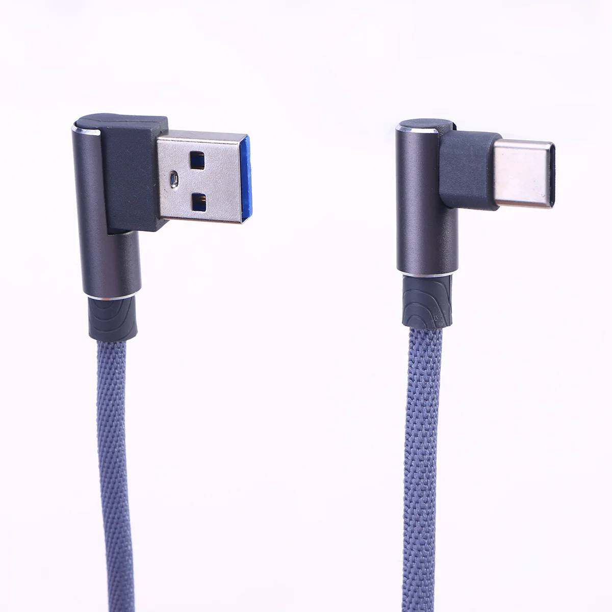 

1M Right Angle Usb Type C Braided 2.4A 90 Degree Fast Data Cord For Grey Type-C Charging