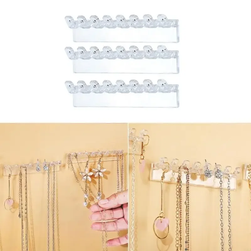 

Wall Mounted Acrylic Necklace Organizers Wall Mounted Jewelry Organizers With Hooks For Necklaces Bracelets And Rings