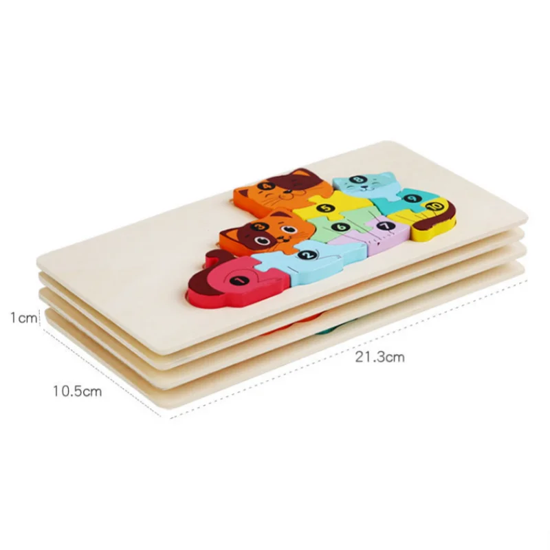 จิ๊กซอว์ไม้ปริศนาเด็กการ์ตูนสัตว์ฟ็อกซ์หมีแมว Kola 3D ปริศนาเกมเด็กการเรียนรู้ของเล่นเพื่อการศึกษาเด็ก