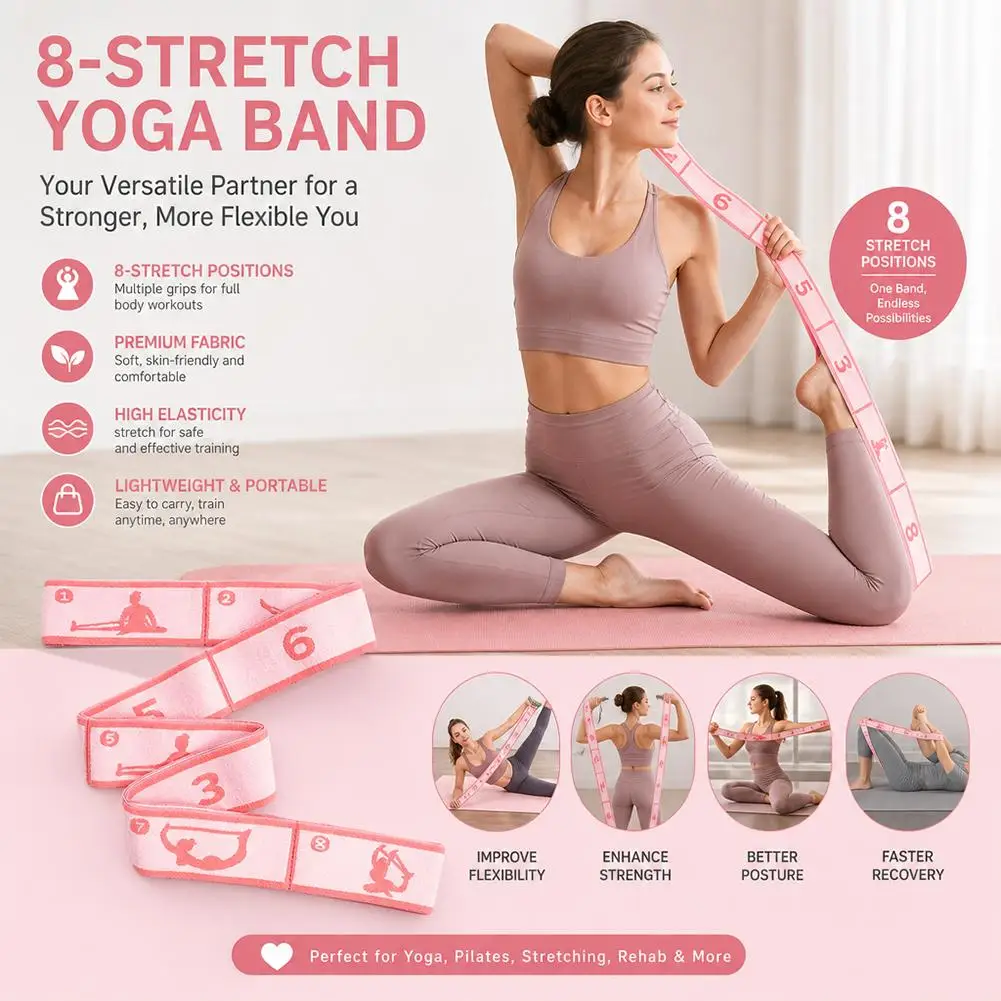 2Colors Multi-Section Elastic Yoga Resistance Bands Pilates Dance Stretching Belt Fitness Sport Exercise Pull Strap Fitness Belt