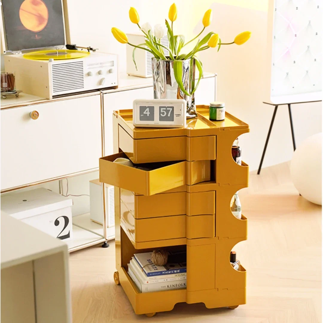 Three-Layer Bedside Table Nordic Creative Furniture Net Red Ins Style Movable Locker Rotating Storage Cabinet