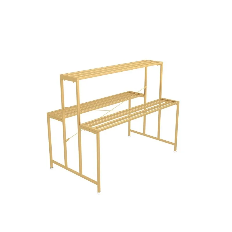 

Стеллаж для цветочного магазина: многоуровневая кованая витрина от пола до потолка, высокая и низкая, с многоярусной структурой.