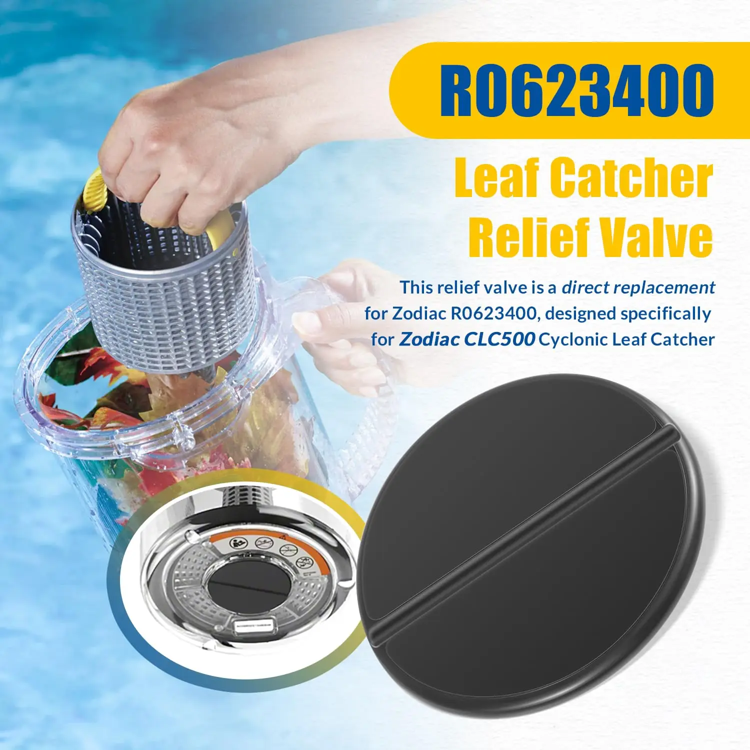 TM R0623300 O-Ring Seal and R0623400 Relief Valve, Replacement Parts for Zodiac CLC500 Cyclonic Leaf Catcher, Durable Rubber