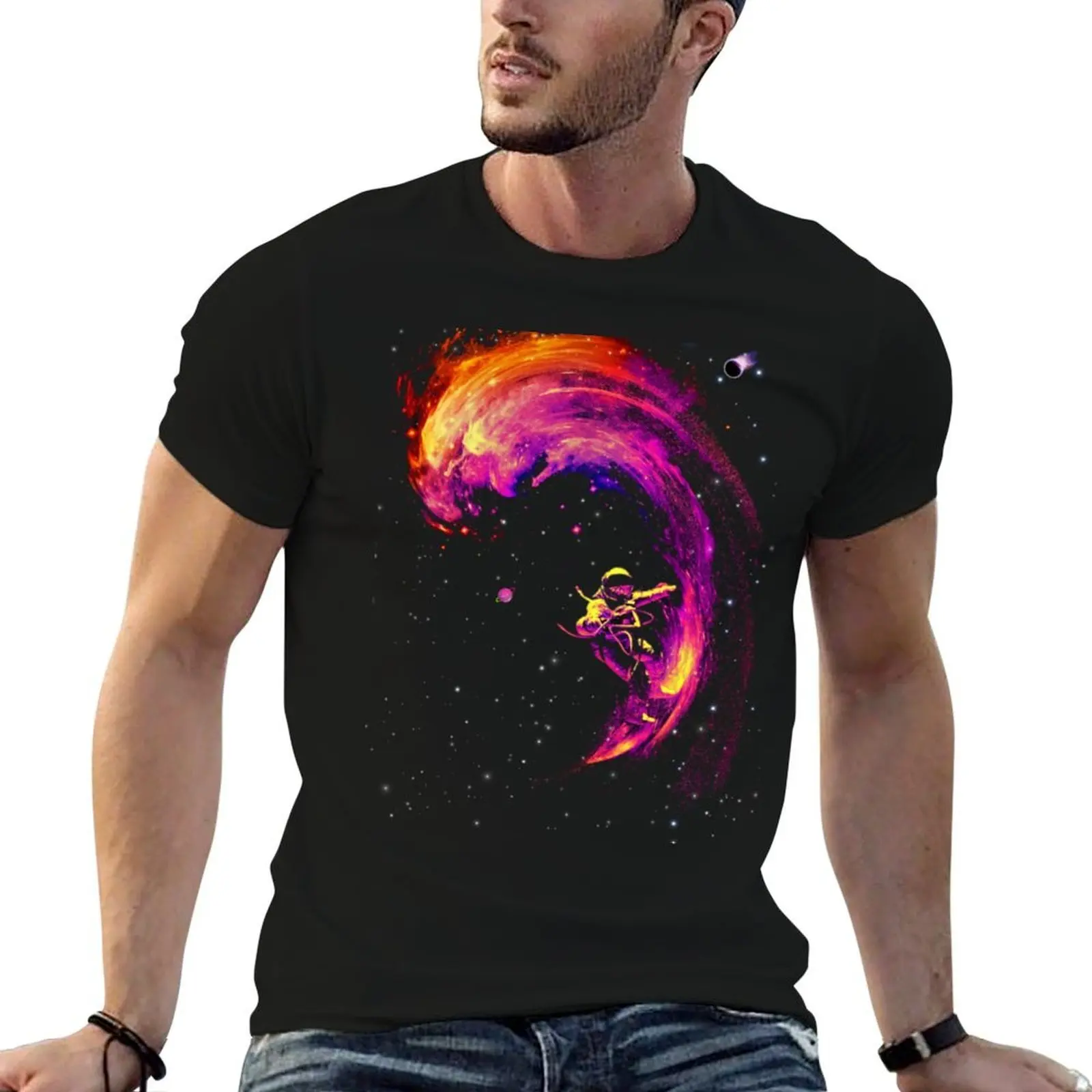 Space Surfing T-Shirt t shirt man luxury man t shirt luxury t shirts for man pack cotton T-shirt