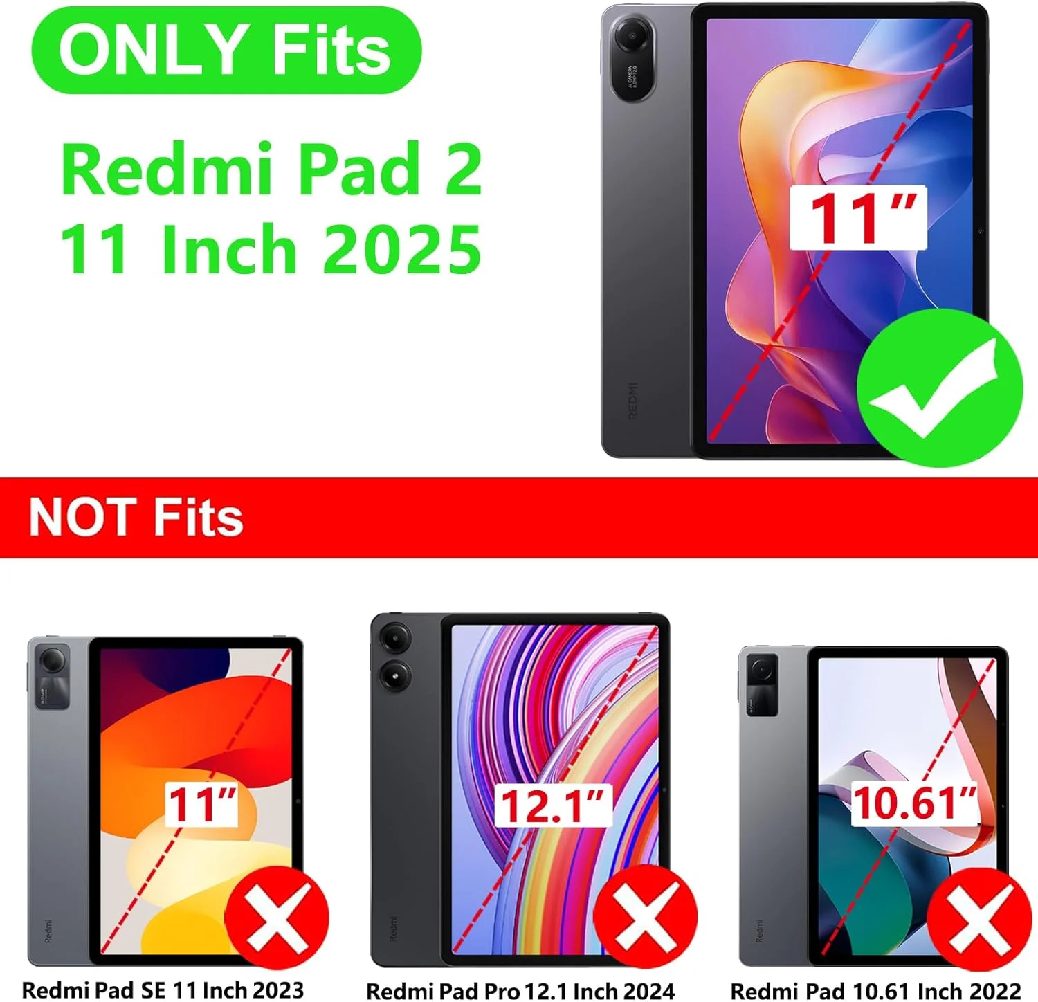 Case for Redmi Pad 2 (2025) 11 inch Anti-fall Protection Cover Sleep Wake Function 360 Rotating Stand Protective Shell