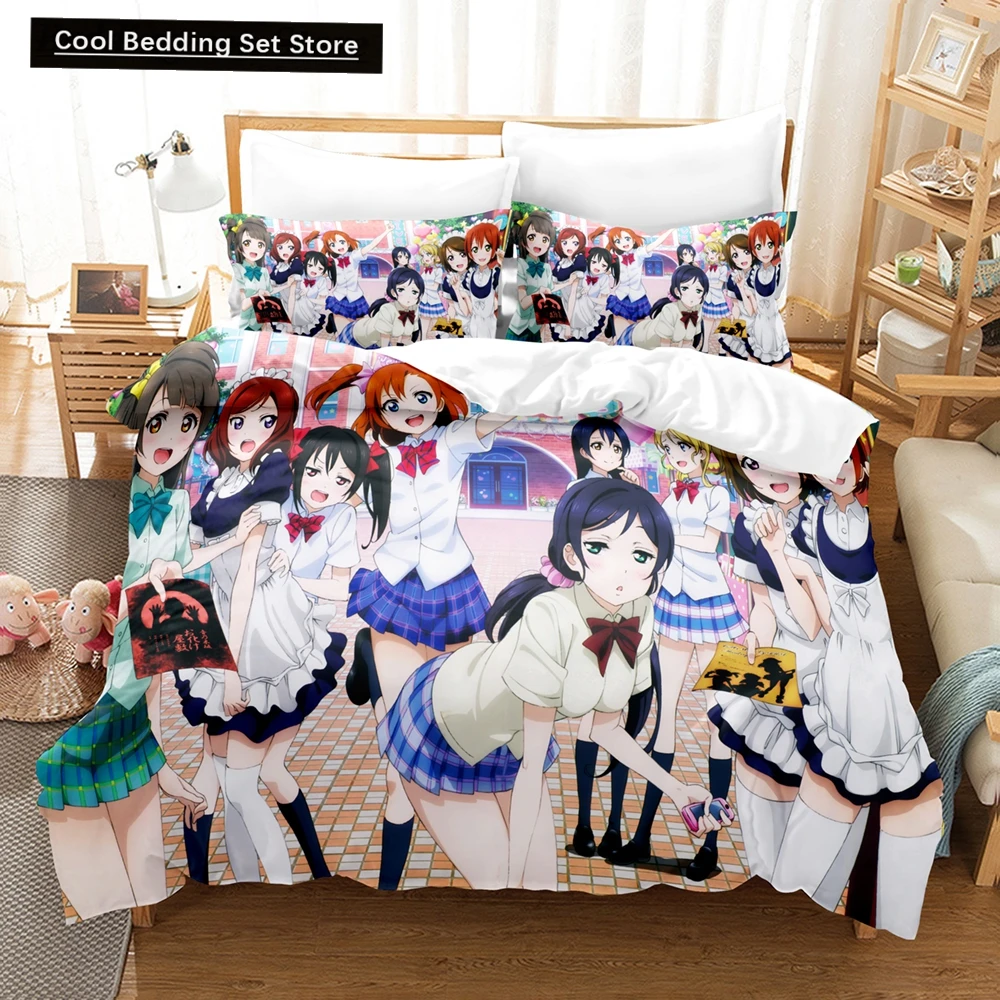 

3D Cartoons LoveLive! School idol project Bedding Sets Duvet Cover Set With Pillowcase Twin Full Queen King Bedclothes Bed Linen