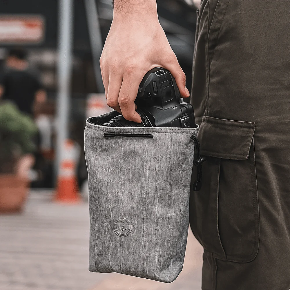 Bolsa impermeable para cámara Digital, bolsa de almacenamiento SLR de nailon a prueba de polvo con cordón, bolsillo para cámara profesional, fotografía al aire libre