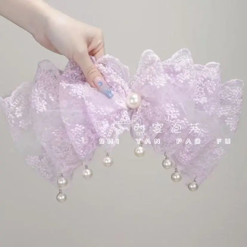 

New Four Seasons Western style Spring Clip Lace Bead Pendant Women's Headwear Original Design Dopamine Color Hairpin