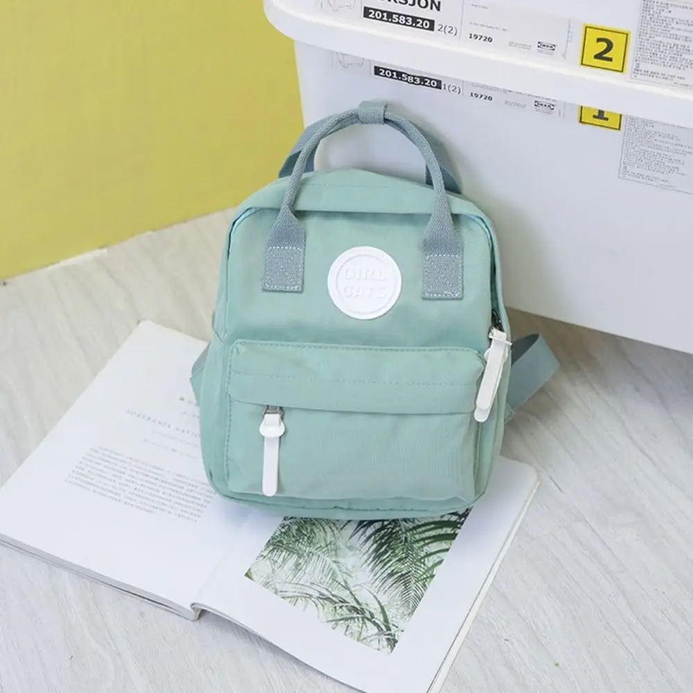 Mochila portátil de lona pai-filho, monocromática ajustável Mommy Bag, pequeno saco com zíper para crianças