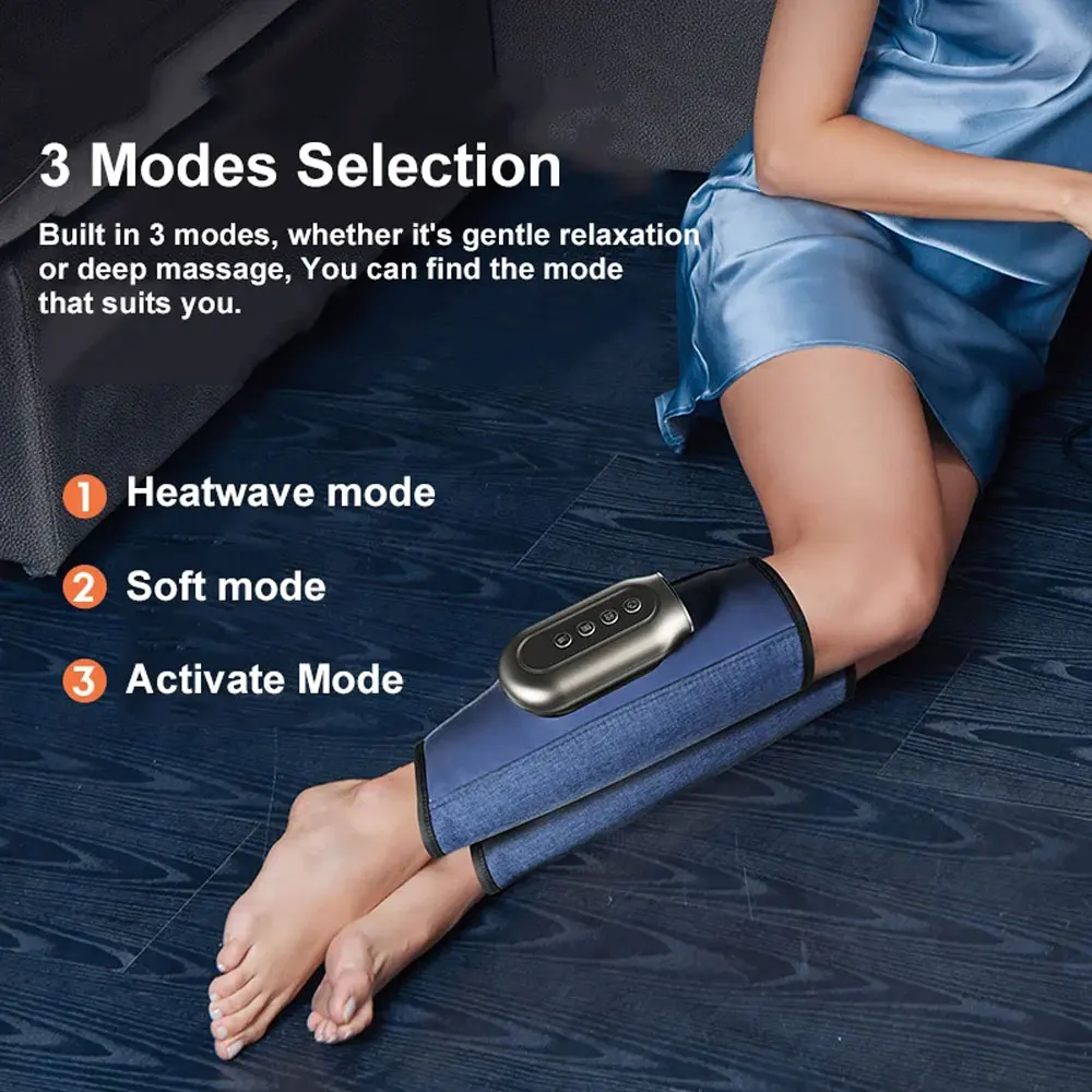 Electric Calf Massager Muscle Vibration Leg Air Compression Wireless Smart Foot Air Pressure Massage Hot Compress Pain Relief