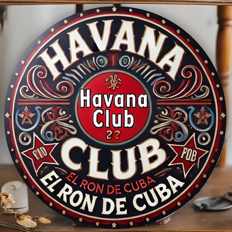 [JIT] قطعة واحدة (20*20 سم/ 8* 8 بوصة) نادي هافانا- لافتات ألومنيوم قديمة-لافتات زخرفية ولوحات- لافتة مثبتة على الحائط، ديكو متعدد الاستخدامات