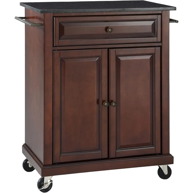 

Furniture Compact Kitchen Island with Solid Granite Top, Mahogany closet organizer organizer drawer