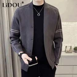 Autumn Winter New Fashion Temperament Simple Korean Sweater Man Gentle Knitwear Solid Color Loose Male Tops Streetwear Clothes