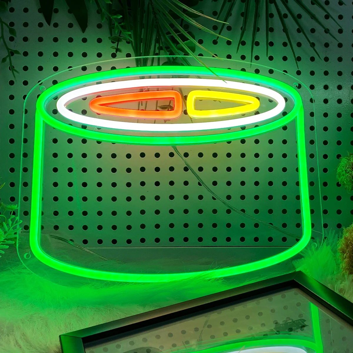 The green button, the modelling neon lamp is suitable for the room decoration computer room lighting creates the atmosphere