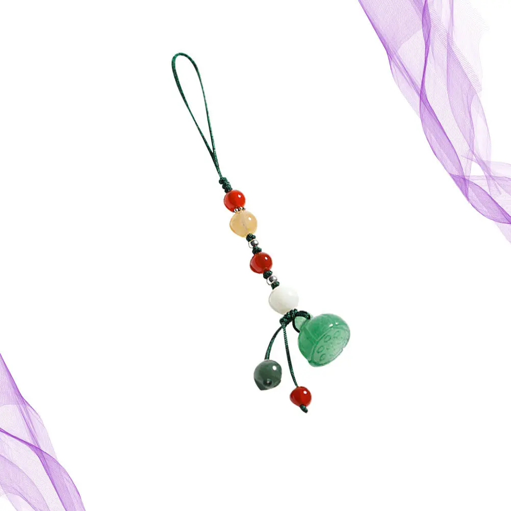 

1Pcs Jade Agate Lotus Pod Charm Strap Vintage Wrist Lanyard Secure Phone Chain Key Pendant Phone Strap Short Decorative