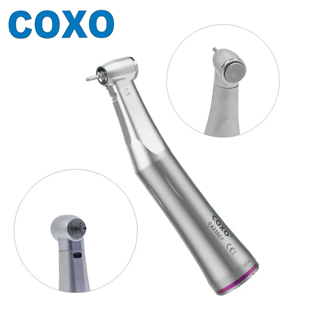 COXO CX235 C7-5 Dental Contra Angle 1:5 Increasing Optical Fiber Spray Inner Water Eletric Motor Drill Dental Tool