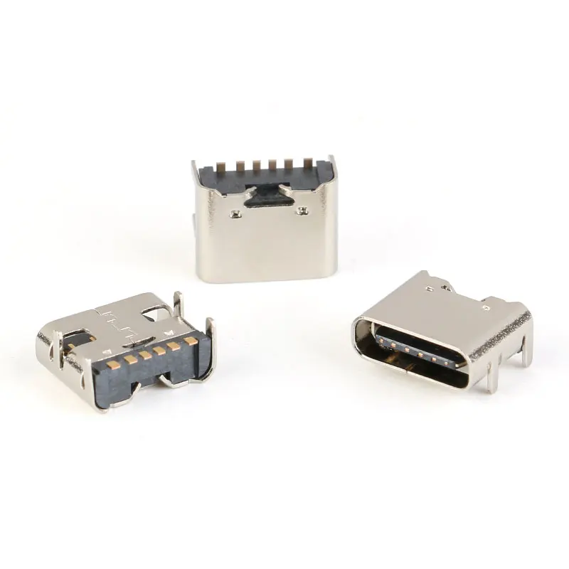 Conector de enchufe SMT de 10 piezas y 6 pines, Micro USB tipo C, colocación hembra para diseño de PCB, carcasa de carga de alta corriente DIY,