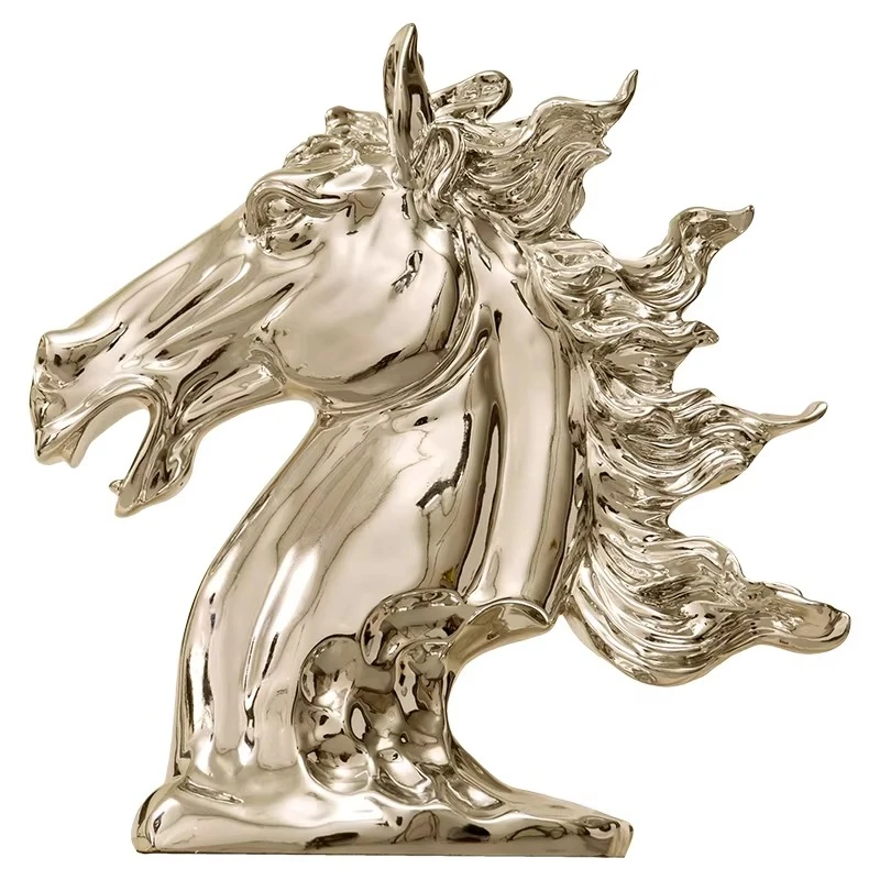 

Украшение дома, гальваника, серебро, золото, цвет, животное, смола, голова лошади, скульптура