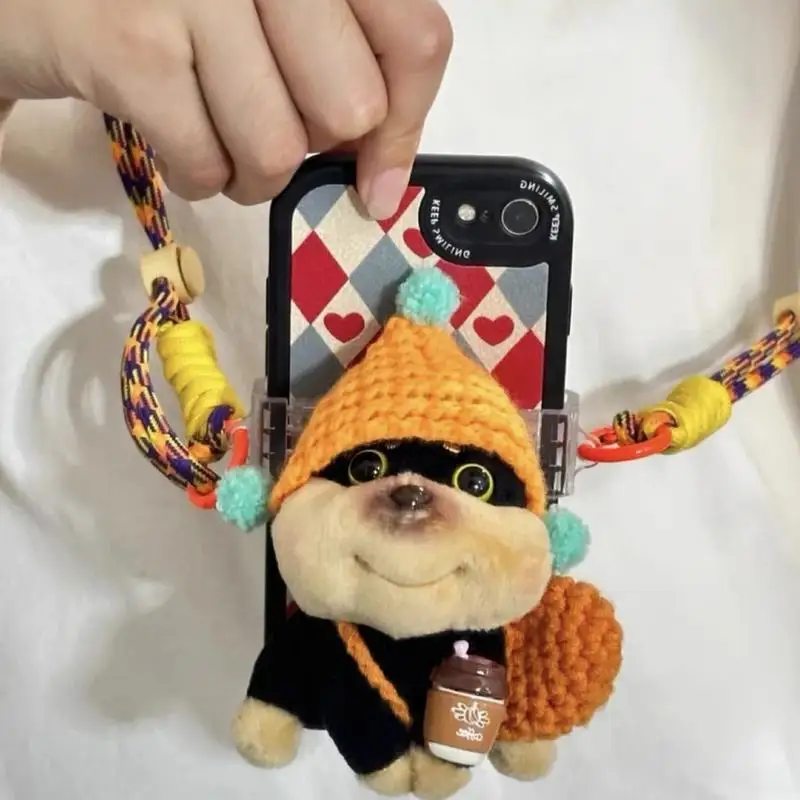 봉제 인형 휴대폰 랜야드, 봉제 꿀벌 강아지 휴대폰 거치대, 랜야드 장식, 휴대 목걸이, 만화 인형, 실내 휴대폰 백 클립