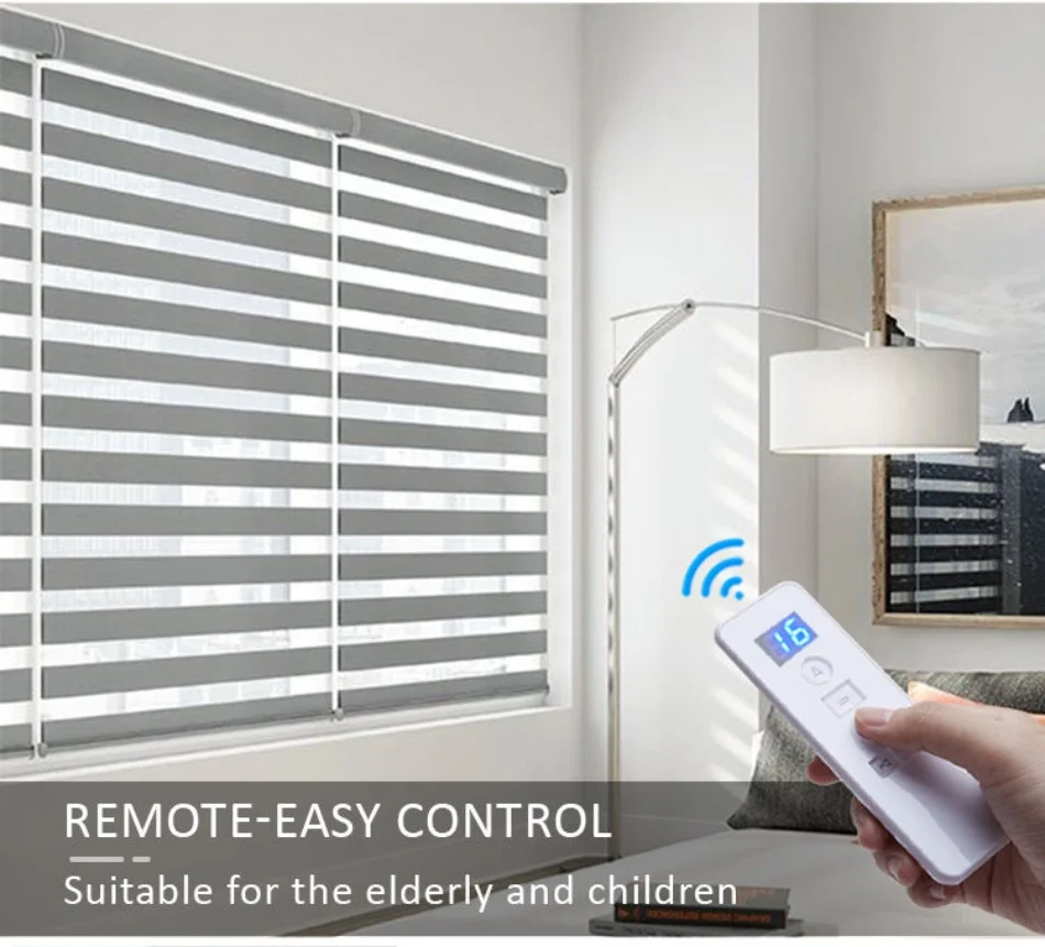 Cordless Day and Night Zebra Blinds Free-Stop Dual Layer Light Filtering Roller Windows Shades for Home and Office