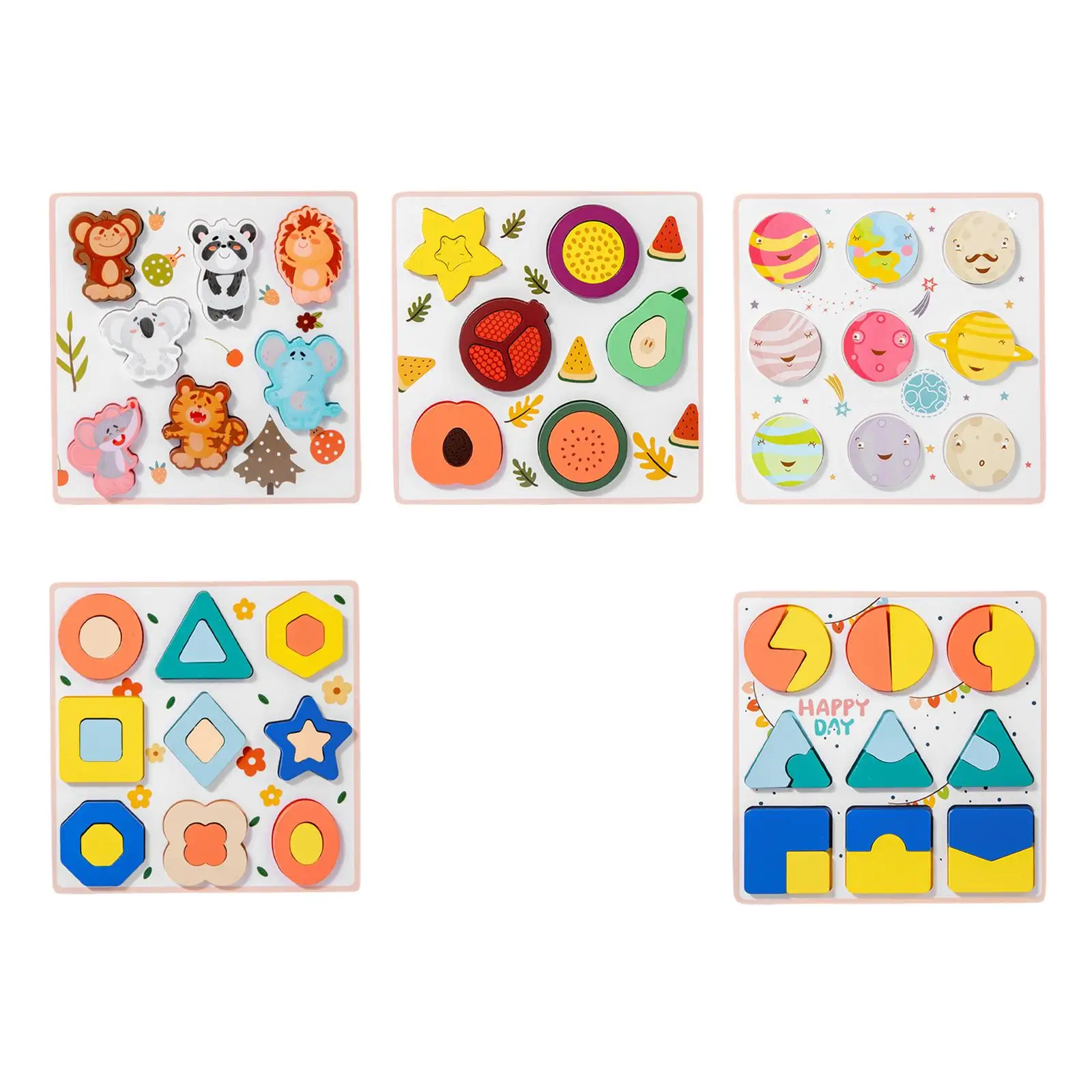 

Wooden Jigsaw Puzzles, Montessori Toy Colors and Shapes Cognition Development Toy for Girls Boys Ages 4+ Years Old Gift