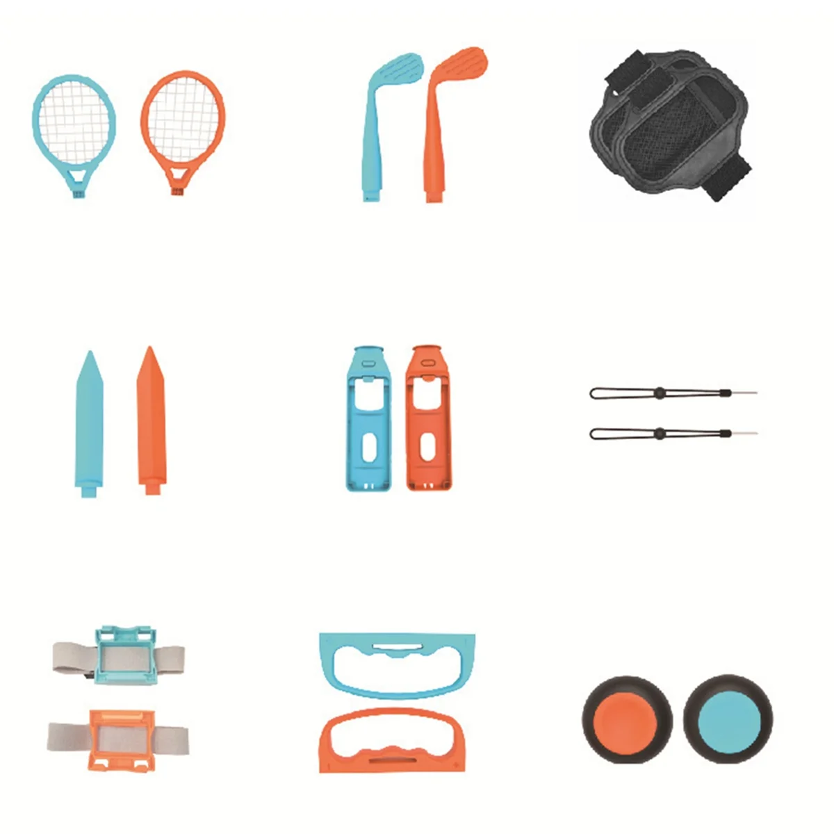 

18in1 Motion Sensing Sports Suit Set for Switch 2 Joy-Con Controller Detachable Grip+Tennis Racket+Wristband Set