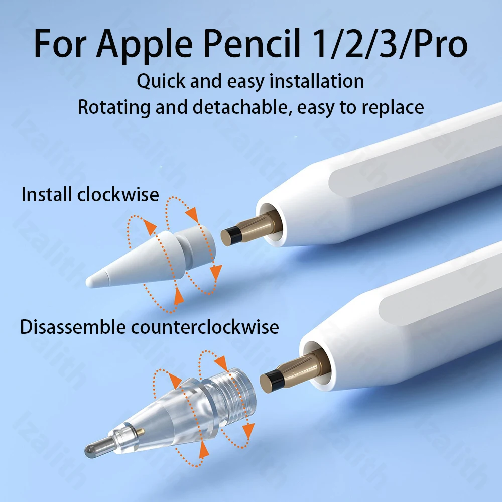 Replaceable Pencil Tips for Apple Pencil 1 2 3 Gen Upgraded Mute Spare Nib Anti-wear Out Tablet Pen Tip for IPad IPencil Pro