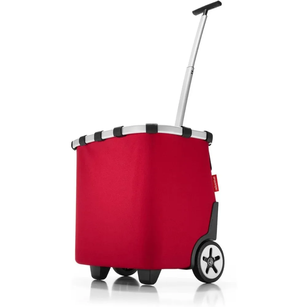 red – Portable Shopping Trolley with Sturdy Aluminum Frame, Shoulder Strap