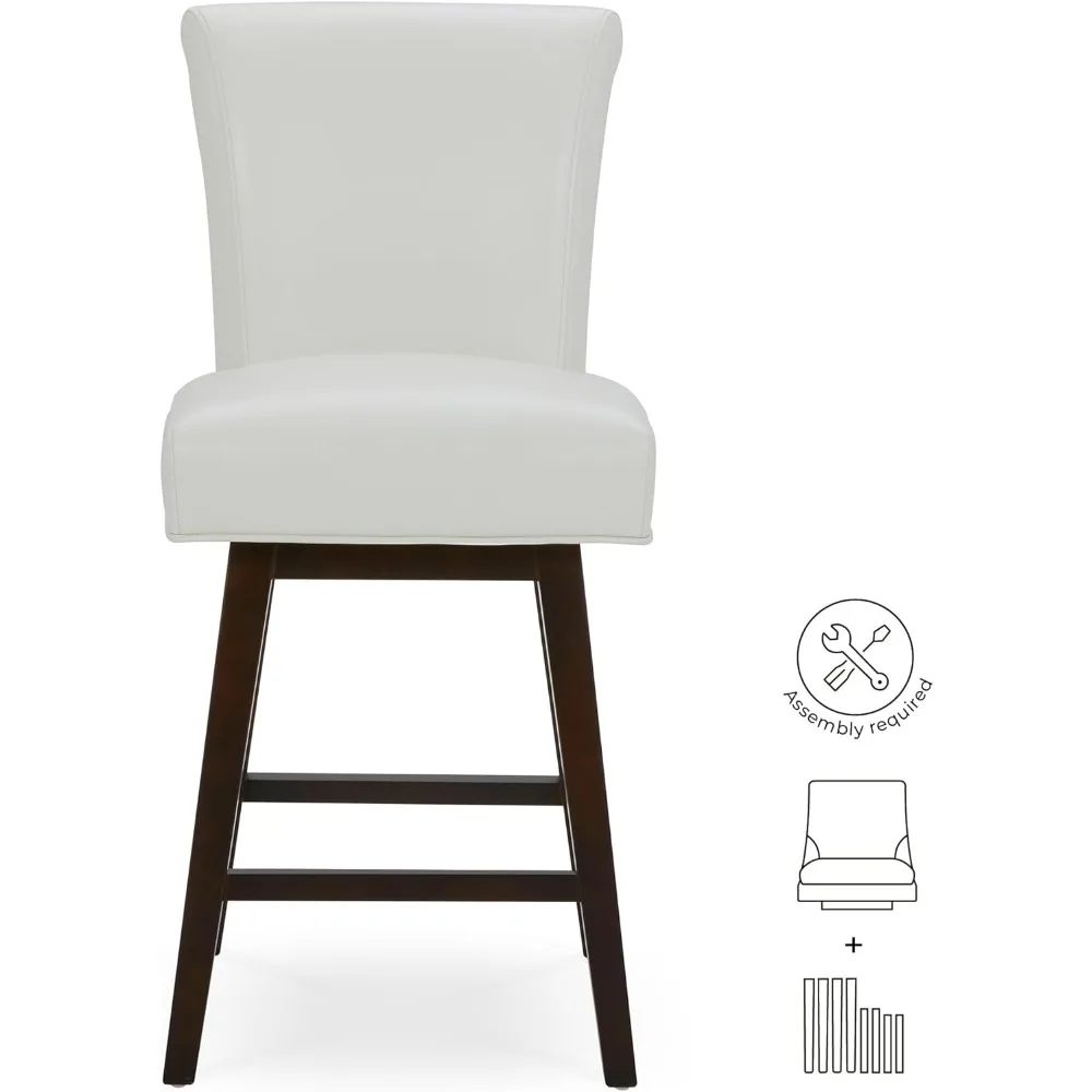 26 นิ้วความสูงเคาน์เตอร์เก้าอี้บาร์หมุนชุด 2, FSC Certified Modern Upholstered Faux หนังหมุนเก้าอี้ Barstool