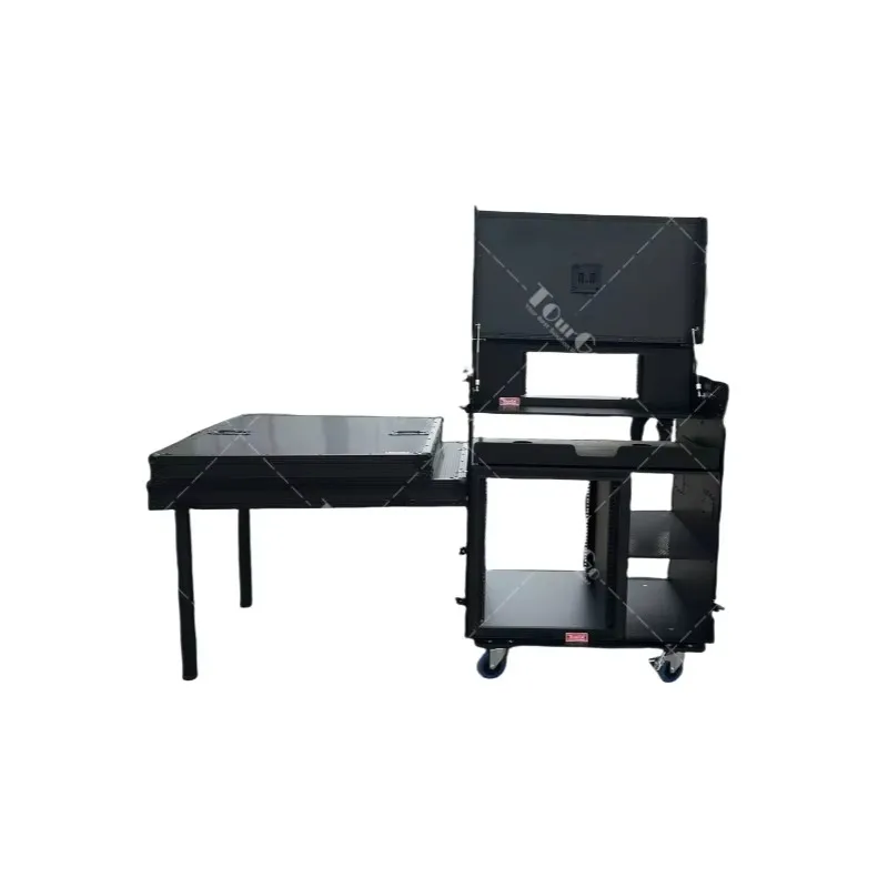 All Black 27 Inch Single Screen Broadcasting Streaming Recording Studio Workstation Flight Case