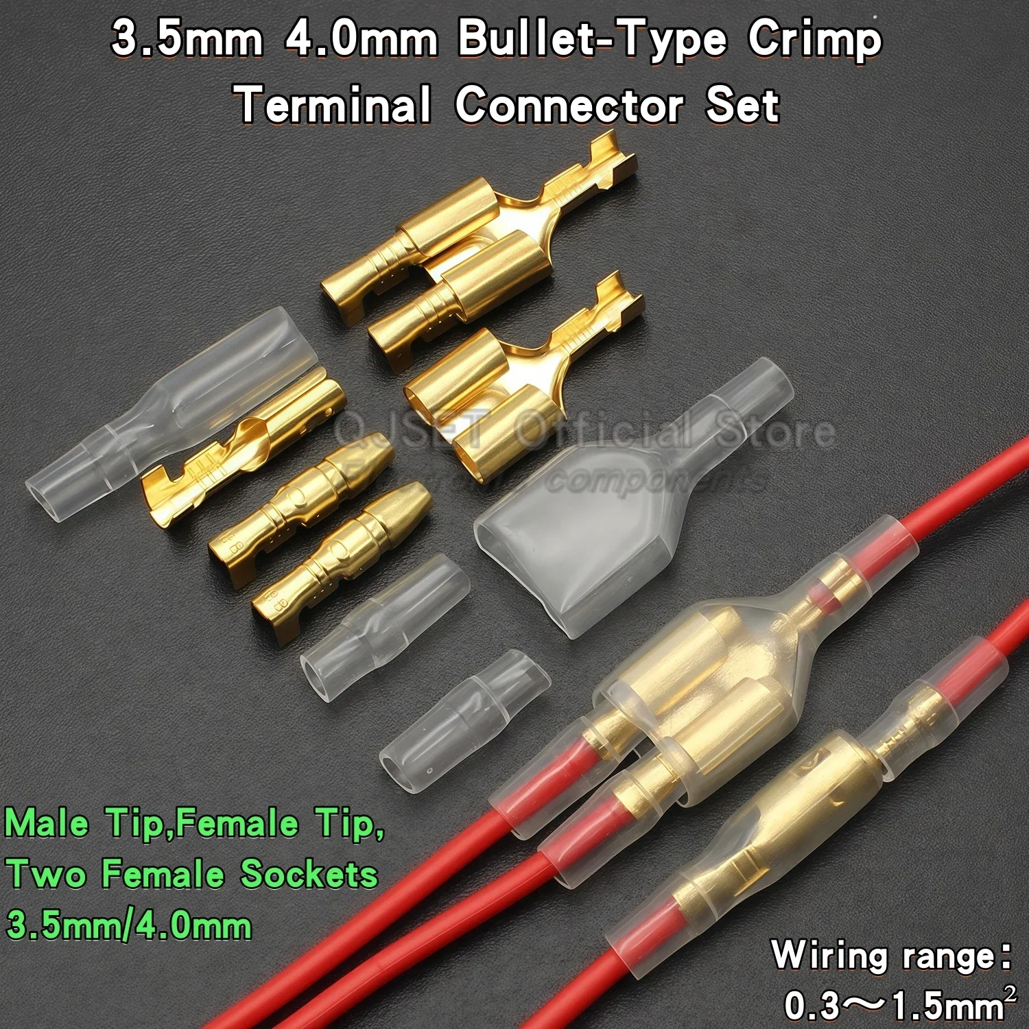 50 Set 3.5mm 4mm Bullet Crimp Terminals Automotive Wire Connector Terminals Male and Female Docking Terminals Wire Connector Set
