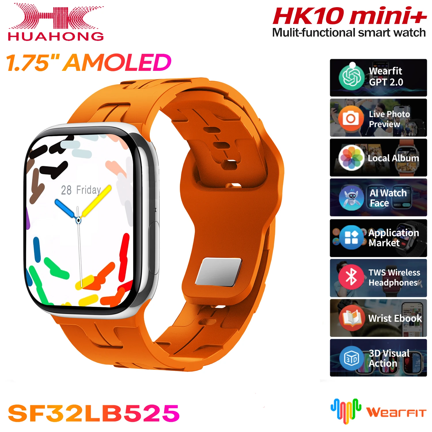 

New Smart watch HK10 Mini plus Series 10 Heart rate AMOLED Men Women Blood pressure Navigation 2.0 3D page turning AI watch face