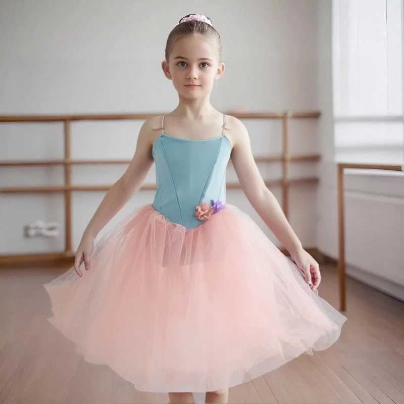 

Girls Ballet Dress Red Spanish Skirt Ballerina Dance Costume Kids Women Professional Long Stage Performance Elegant Clothing
