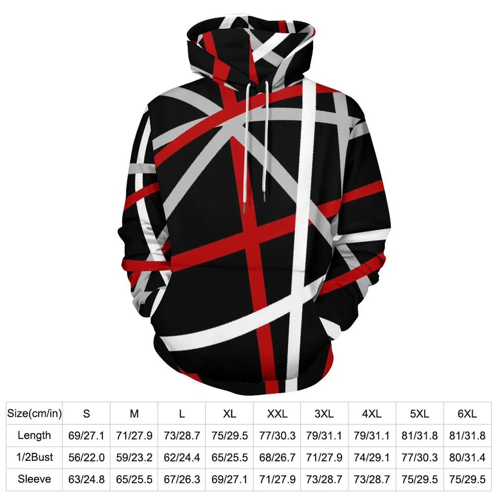 Van Halen Hoodies Abstract Lines Hip Hop Casual Hoodie Long Sleeve Trendy Printed Hooded Sweatshirts Big Size 4XL 5XL