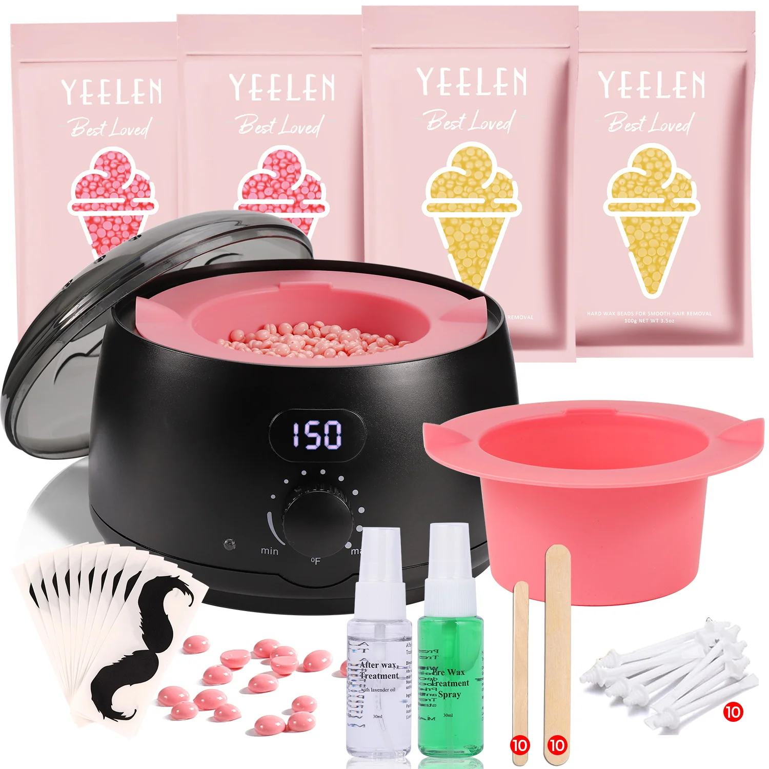 

Набор для удаления волос Цифровой нагреватель воска с вилкой стандарта США содержит твердые восковые бусины на 14 унций для всего тела унисекс