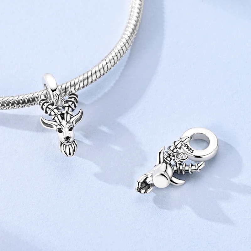 

925 Sterling Silver Charms Bead CZ Zircon Antelope Dangle Fit Original Bracelet DIY Women Jewelry Gift