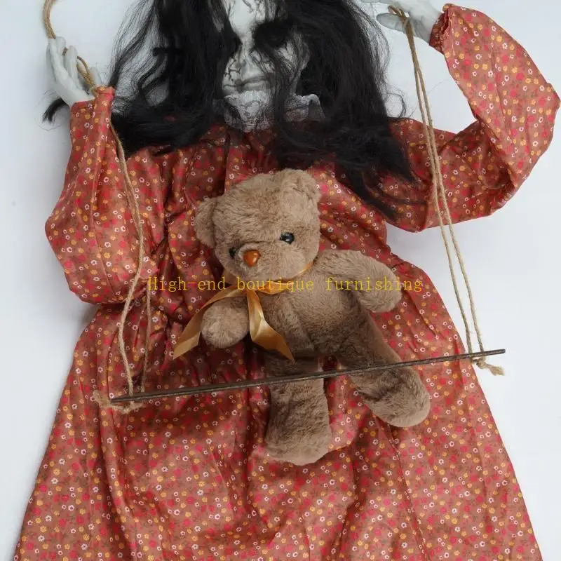 

L9NB Sound Activated Swinging Ghostly Doll with Light Up Eye for Garden Yard Indoor