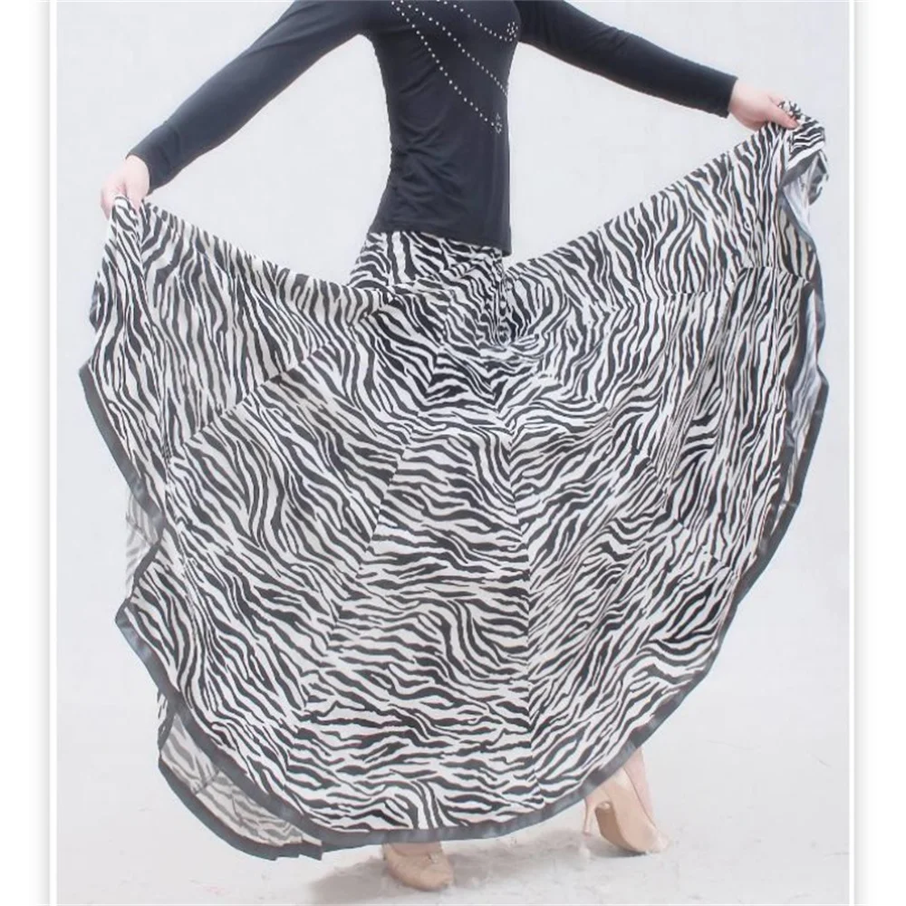 gonne da ballo da donna zebrate standard valzer vestito da ballo tango Nuovo colore Gonna da flamenco leopardata gonne da ballo da sala