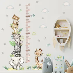 Cartoon Elephant Zebra Height Sticker Vinyl for Baby Nursery Children's Room Art Stickers Home Decoration