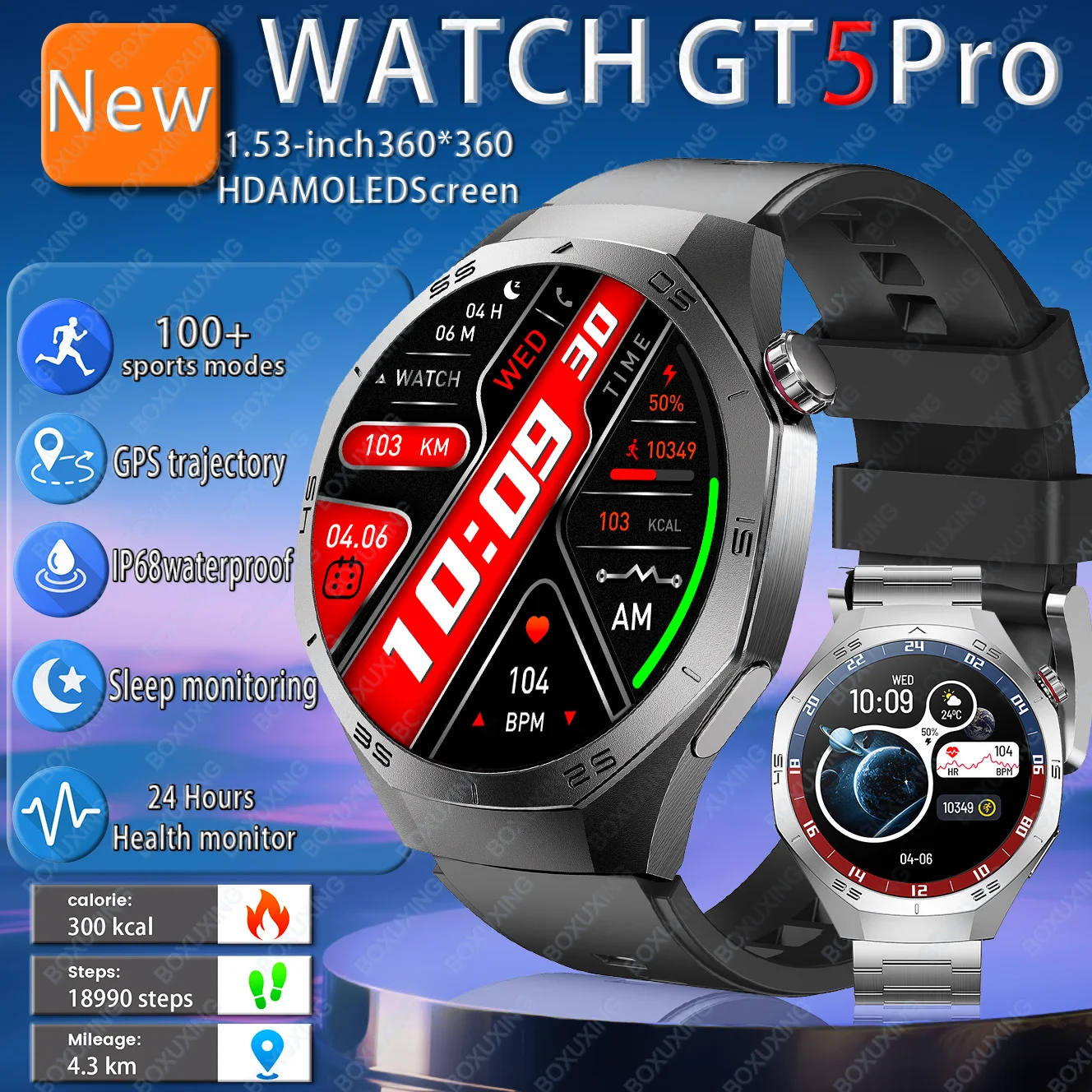 2025New WATCH 5 Pro ساعة ذكية للرجال NFC GPS المقتفي AMOLED HD شاشة معدل ضربات القلب بلوتوث دعوة الرياضة ساعة ذكية لنظام أندرويد ios