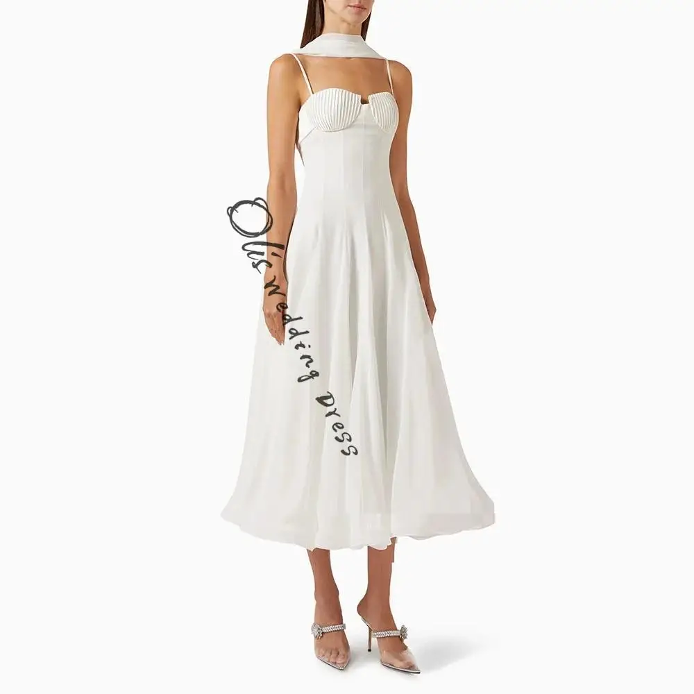 

customized Chiffon Cocktail Party Dresses For Women Spaghetti Strap A-Line Evening Dress With Shawl Formal فساتين س