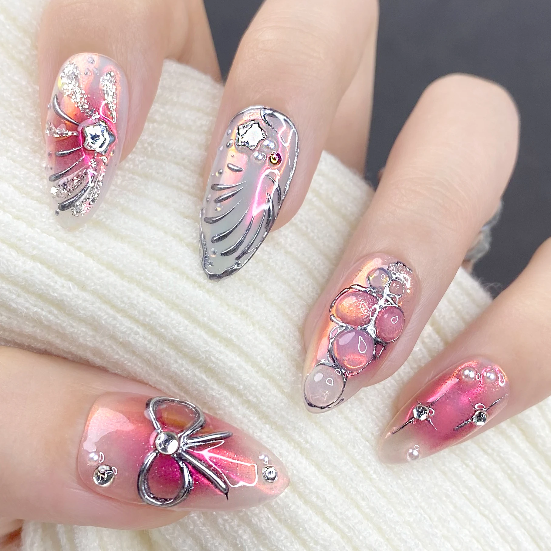 Druk op nagels Handgemaakte set Nepnageltips Professionele gellak Kunstnagels voor eenvoudige toepassing en langdurige slijtage