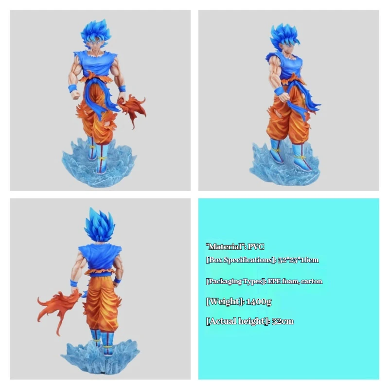 

Dragon Ball GK Kirin Super Blue GoKu Светящееся украшение ручной работы Супер синий Wukong Двуглавая резьба Аниме Модель ручной работы