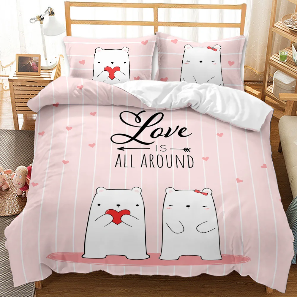 Cute cartoon cats three -piece 3D digital printing foreign trade grinding hair quilt bedding supplies