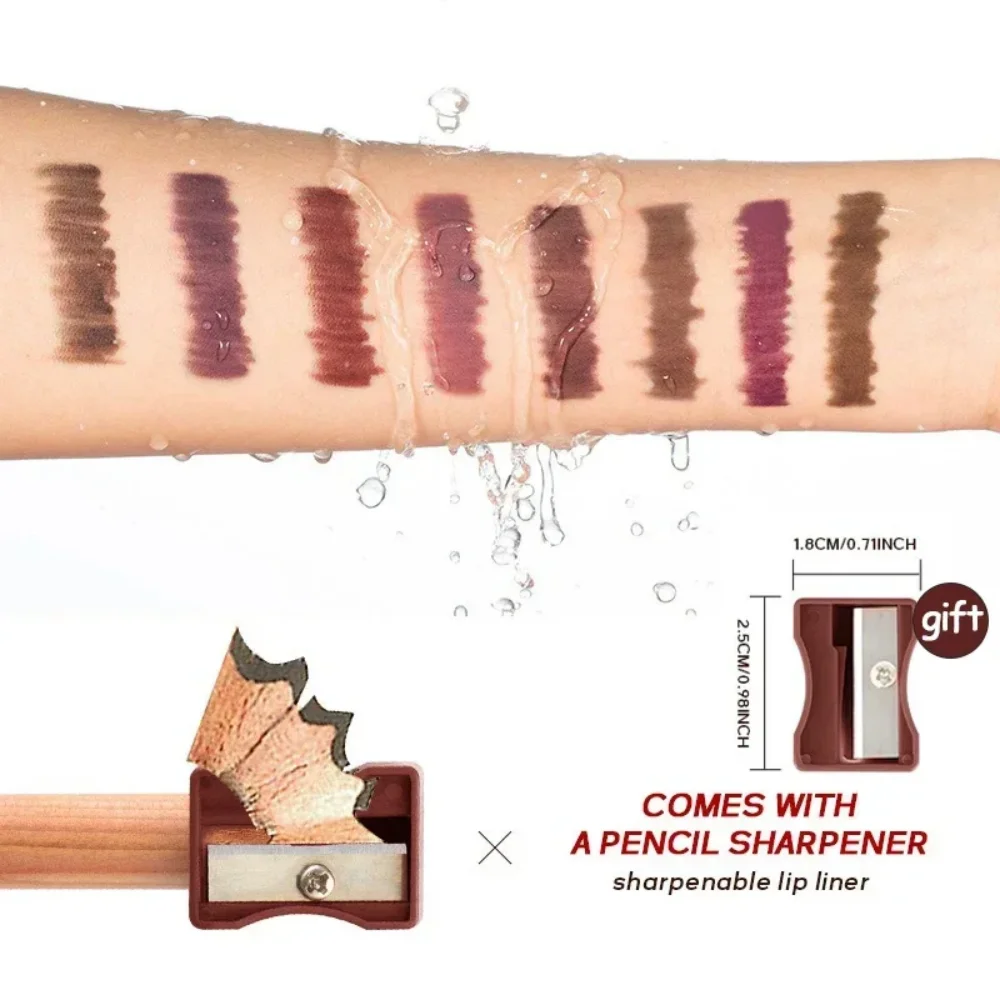 8 色マットリップライナーペンシルリップ輪郭口紅ペンヌードブラウン口紅ペンシルナチュラル持続防水リップライナーメイクアップ