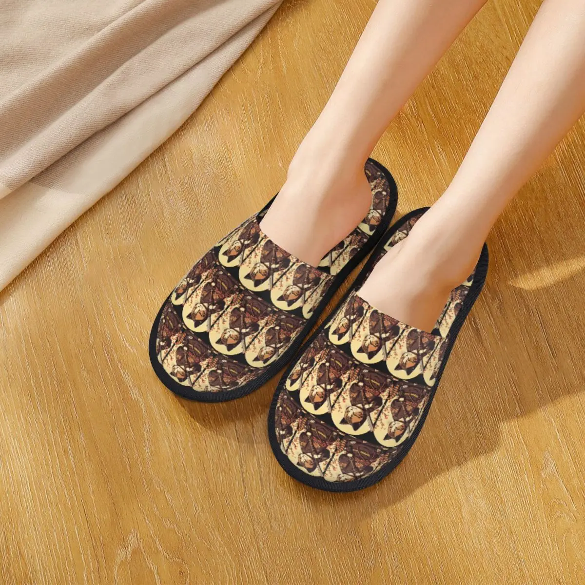Custom Cats Anime Samurai Sword Slippers Memory Foam Warm Soft Women House Slipper Bedroom Comfy Shoes