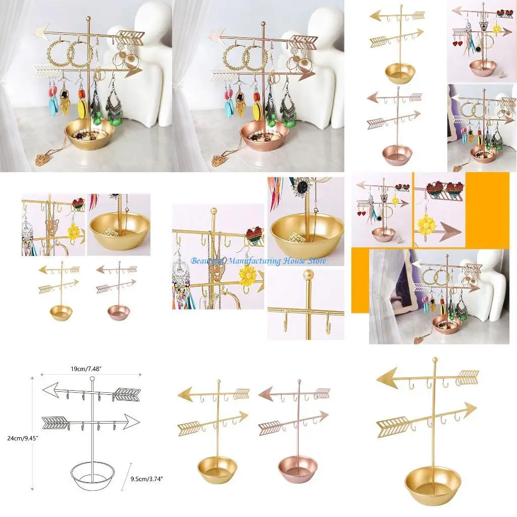 

E56A for Arrow Necklace Rack Metal Jewelry Display Tree Rack Decorative T-bar Jewelry Holder for Necklace Wat