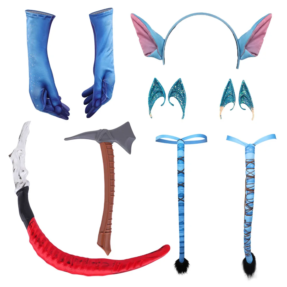 

Avatar 3 of Fire Ash Jake Sully Varang Cosplay Props Blue Tail Ears Tattoo Sticker Costume Accessories Machete Axe Halloween