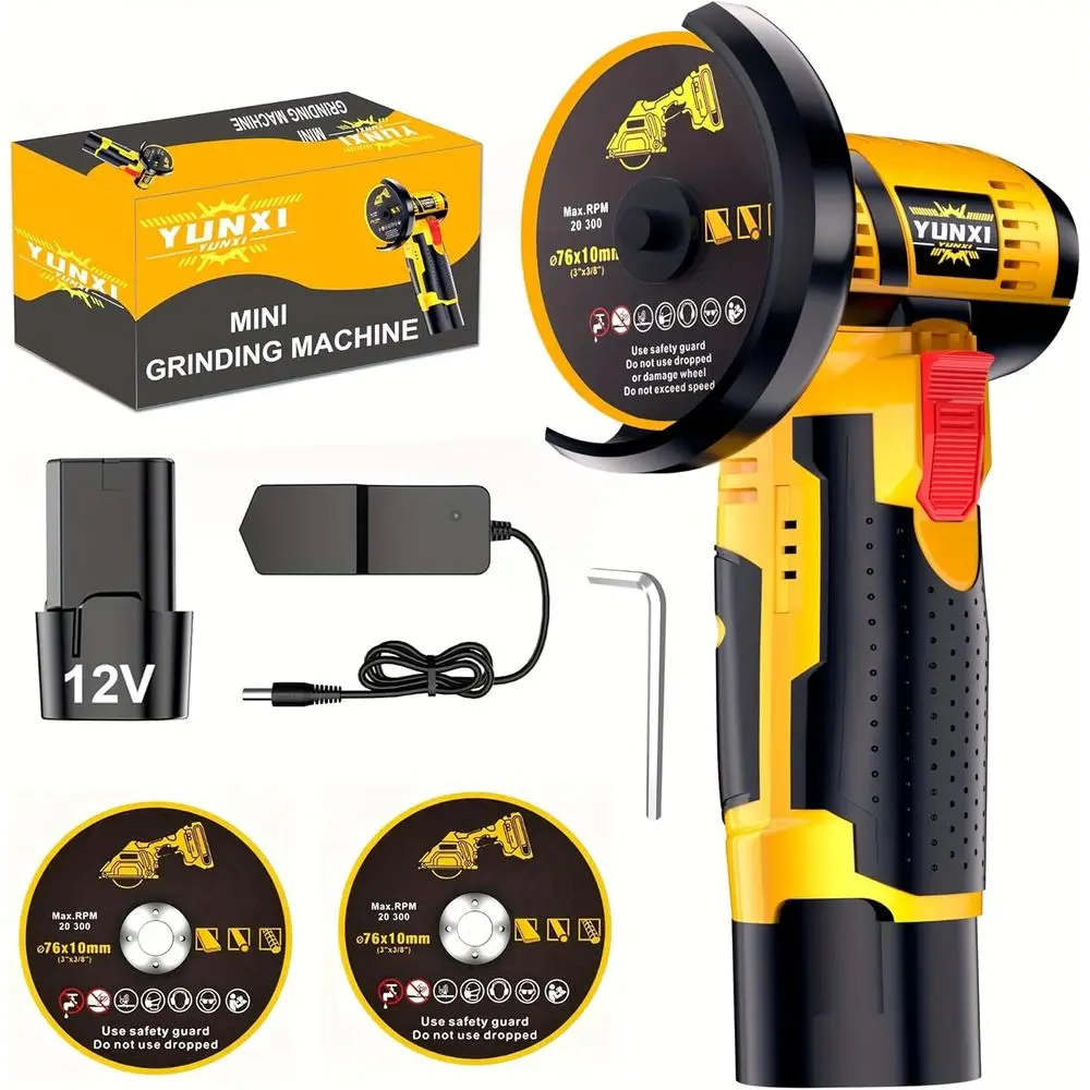 

Беспроводная мини-угловая шлифовальная машина для полировки плитки, дерева, камня и стали с 2 насадками