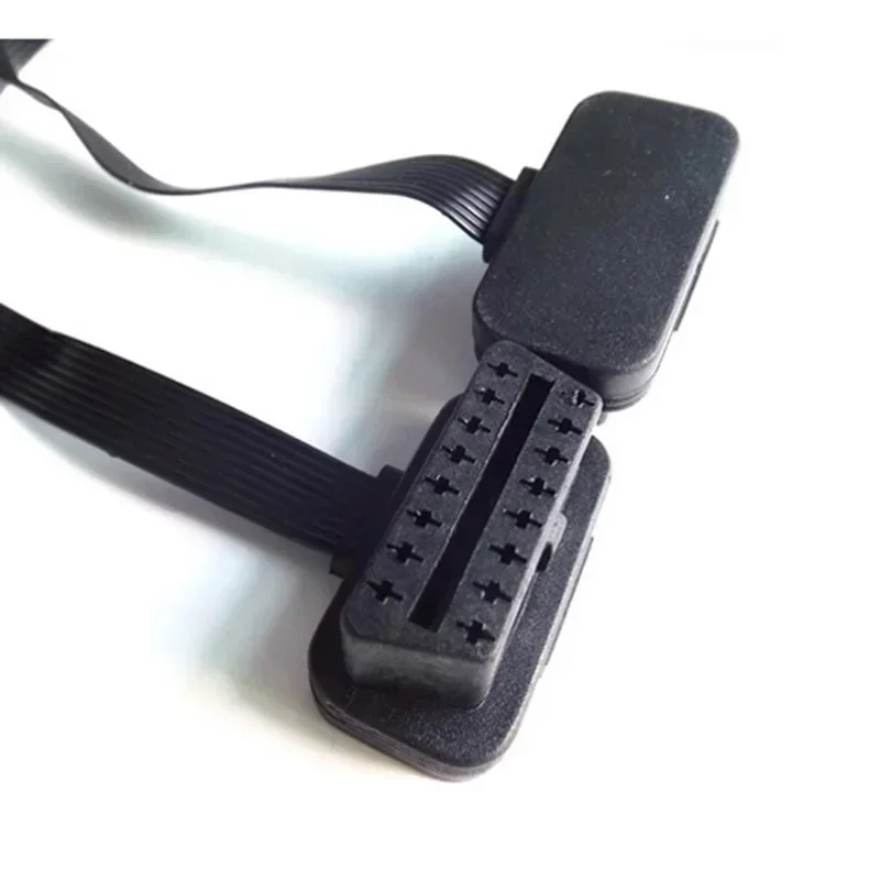 Extensor 1 en 2 OBD OBD 2 de 16 pines, Cable ODB OBD2, conector de extensión OBD II de fideos planos de 16 pines macho a hembra doble